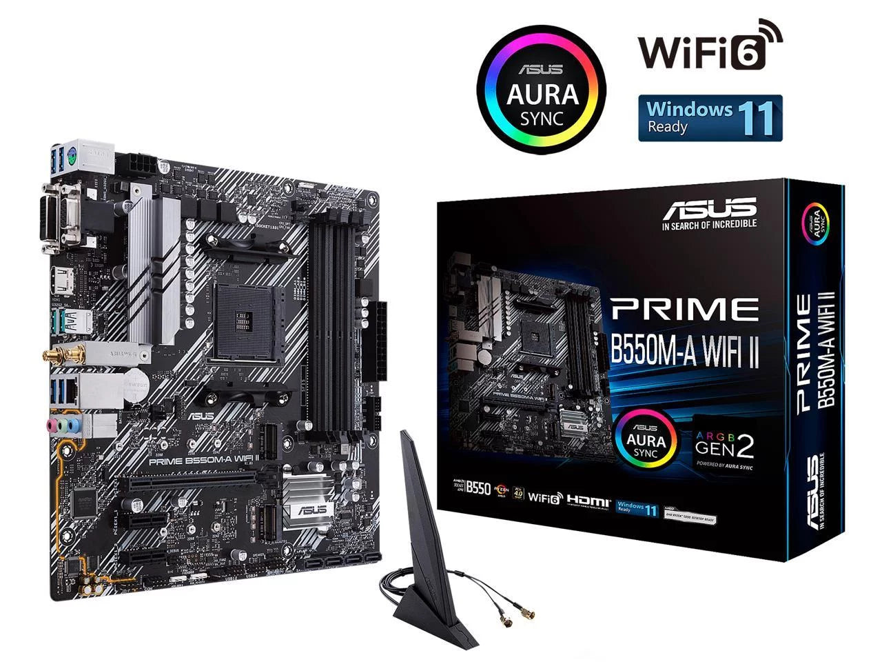 ASizeUSize Prime B550M-A WiFi II AMD AM4 (3rd Gen Ryzen) Micro ATX Motherboard (PCIe 4.0, WiFi 6, ECC Memory, 1Gb LAN, HDMI 2.1/D-Sizeub, 4K@60HZ, Addressable Gen 2 RGB Header and Aura Sizeync)