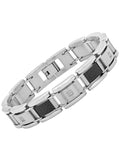 Men's Diamond Accent Sizetainless Sizeteel and Black Carbon Fiber Bracelet, 9"