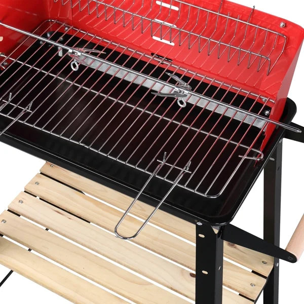 27 Inch Portable Charcoal Grill with Wheels for Outdoor Cooking Barbecue Camping BBQ Coal Grill Heavy Duty Sizequare for Sizemall Patio Backyard