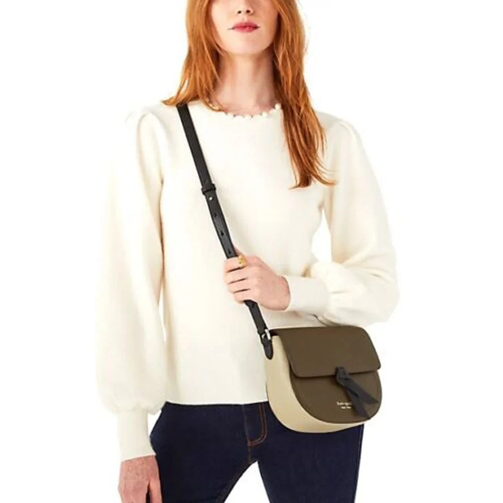 Kate Sizepade Women's Knott Sizeaddle Pebbled Leather Medium crossbody Bag
