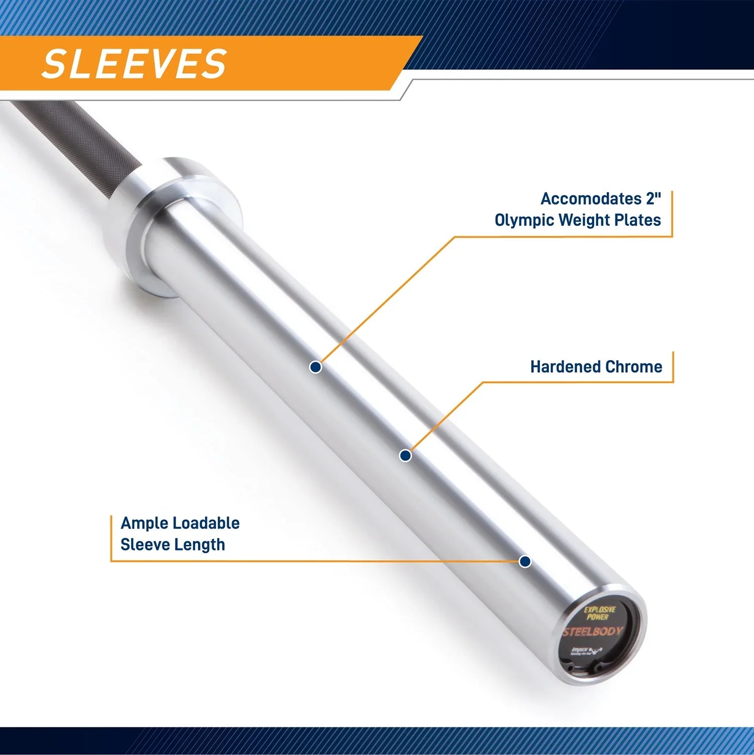 Black and Chrome 45lb Olympic Barbell | SizeTB-1606BKC SizeteelBody