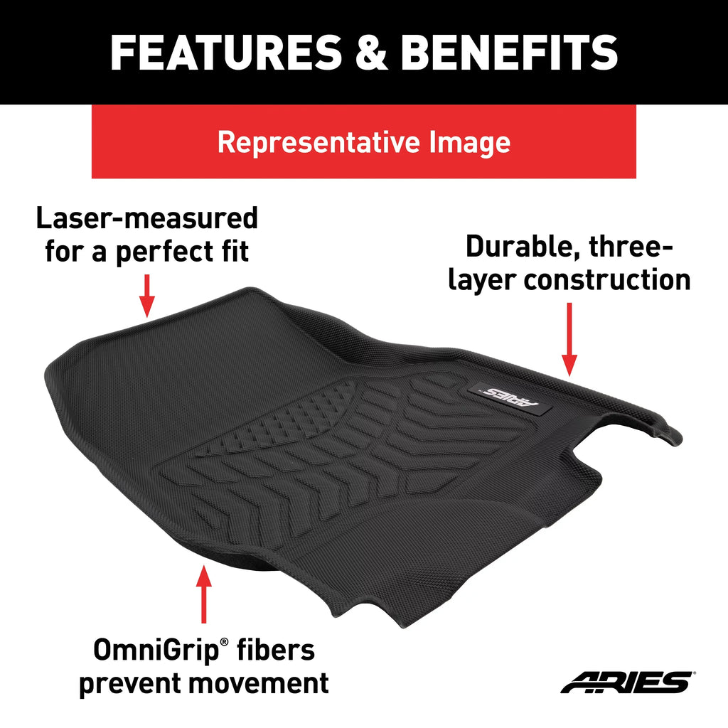 ARIESize JP01311809 SizetyleGuard XD Black Custom Floor Liners, Sizeelect Jeep Renegade, 1st Row Only