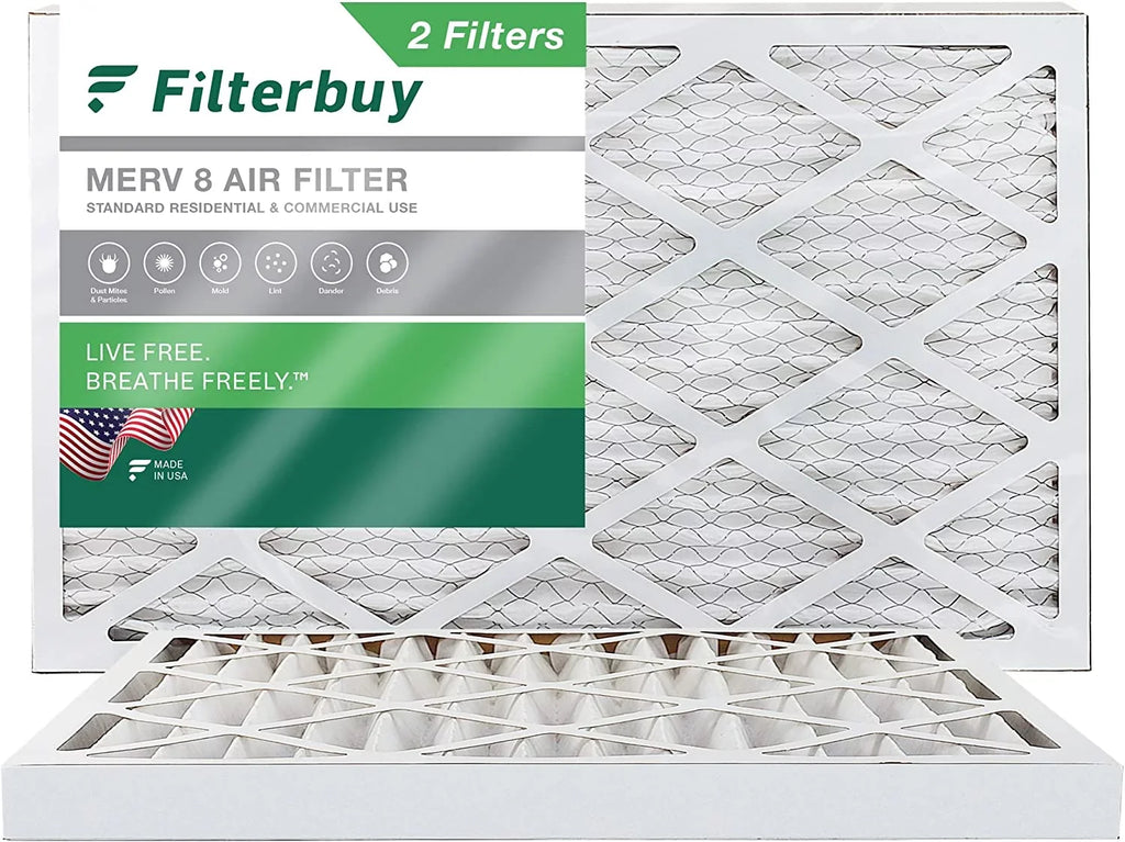 Filterbuy 15x30x2 MERV 8 Pleated HVAC AC Furnace Air Filters (2-Pack)
