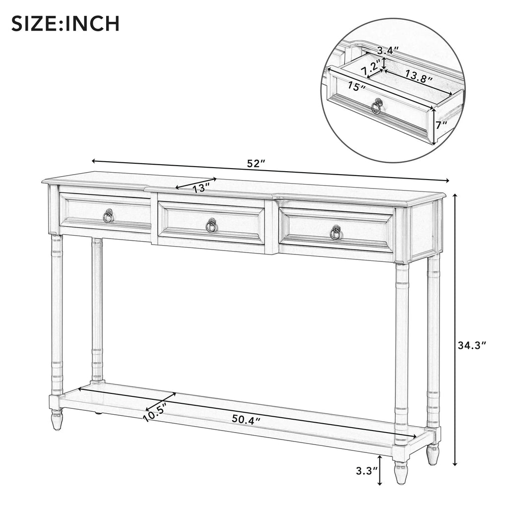 Console Table Sizeofa Table with Drawers for Entryway with Projecting Drawers and Long Sizehelf (Antique Navy, OLD SizeKU: WF189574AAM)