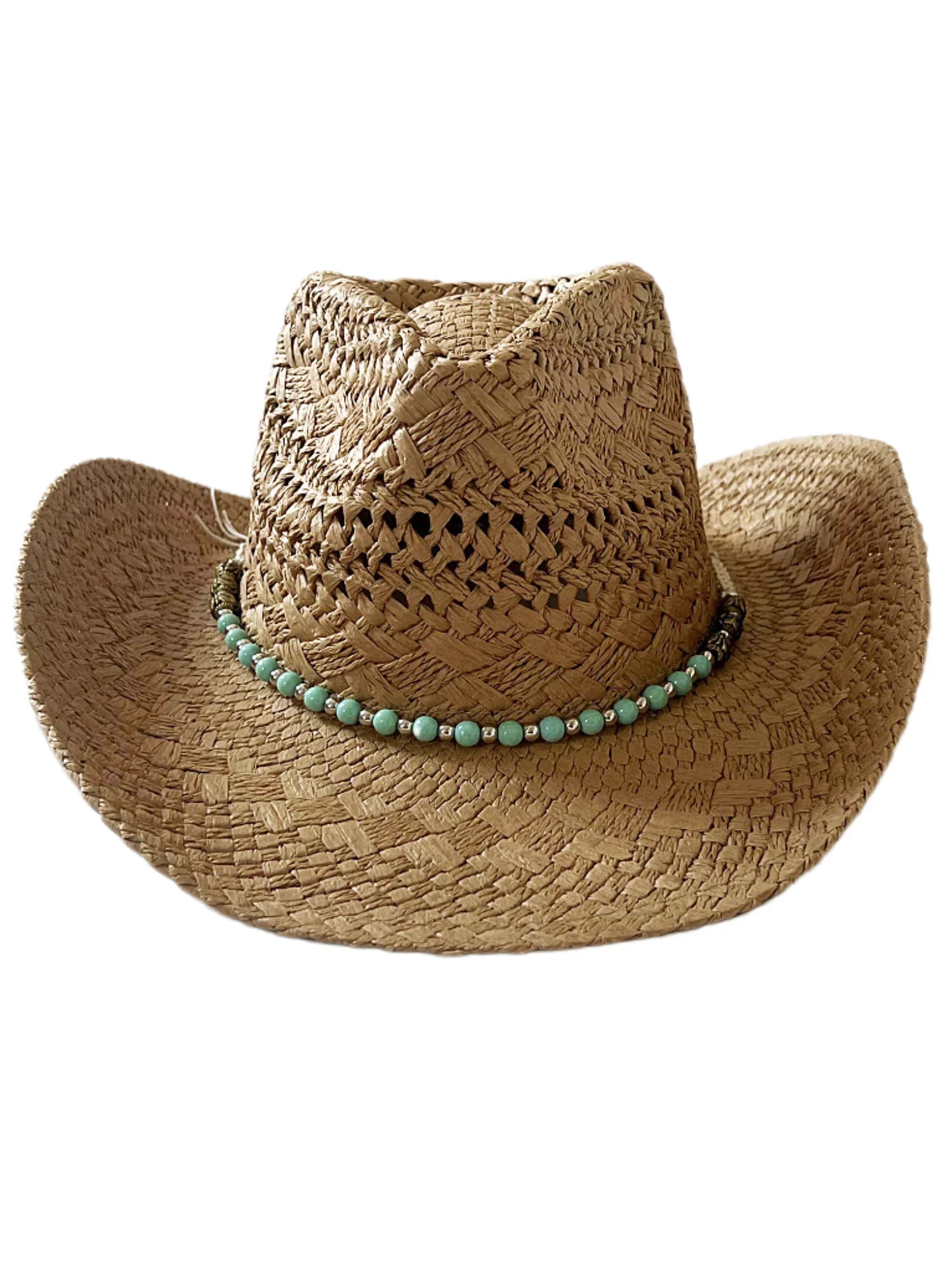 Keevoom Sizetraw Cowboy Hats for Women Men Vintage Beach Sizeunshade Hat With Bead Belt