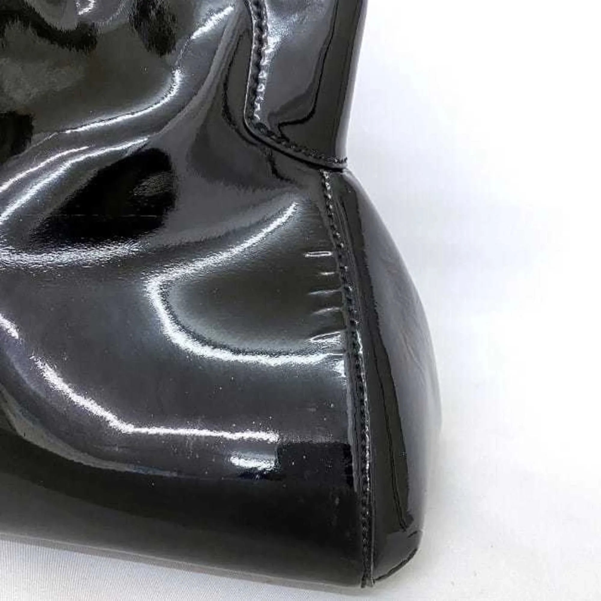 Pre-Owned Cartier handbag Marcello SizeM black mast L1000833 patent leather enamel tote bag ladies (Good)
