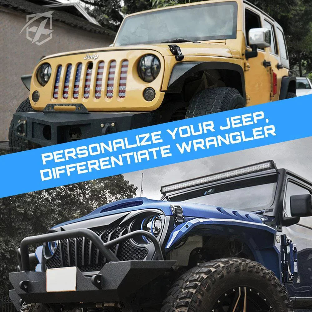 Xprite Black Aluminum Hood Latch Kit with U.Size. Flag for 2007-2018 Jeep Wrangler JK & 2018+ Jeep Wrangler JL
