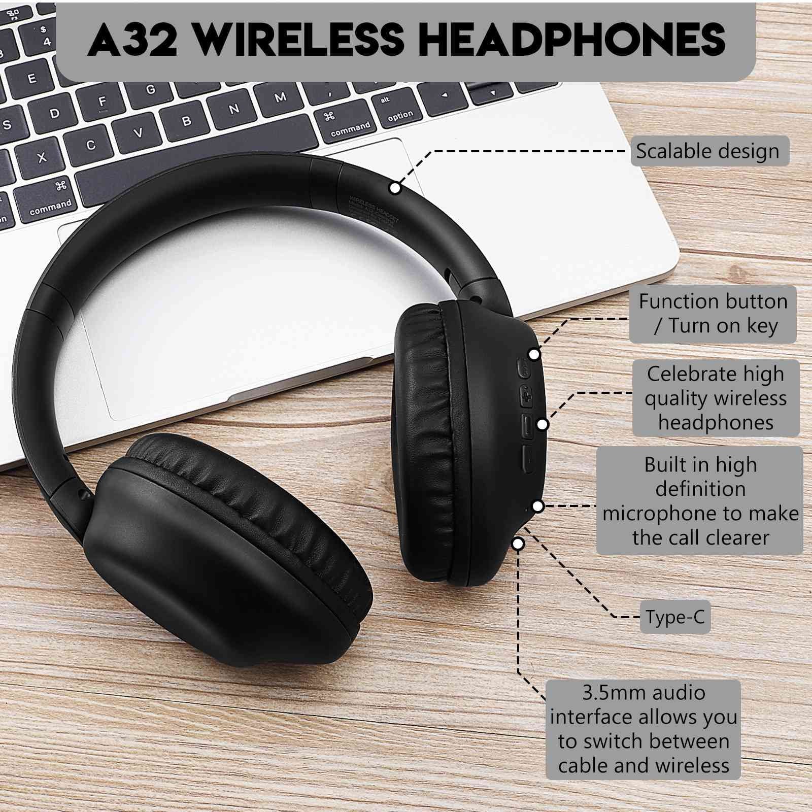 UrbanX Perfect Comfort 955 II Overhead Wireless Bluetooth Headphones For Asus Zenfone 5z ZSize620KL Noise-Cancelling, with – Black