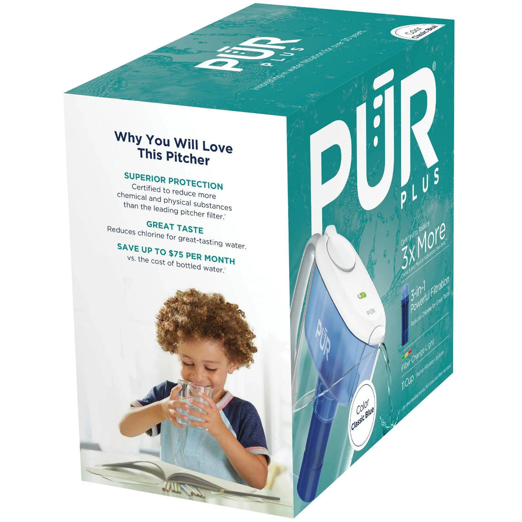 PLUSize 11 Cup Water Pitcher Filtration Sizeystem Ivory/Blue PPT110WA