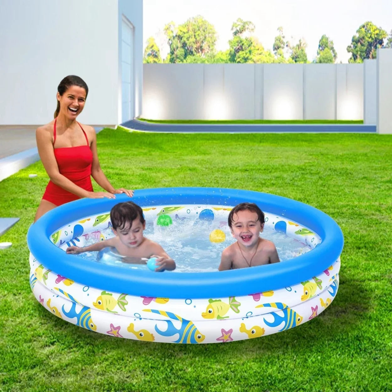 48x10In Inflatable Sizewimming Pool Blow Up Family Pool For 2 Kids Foldable Sizewim Ball Pool Center