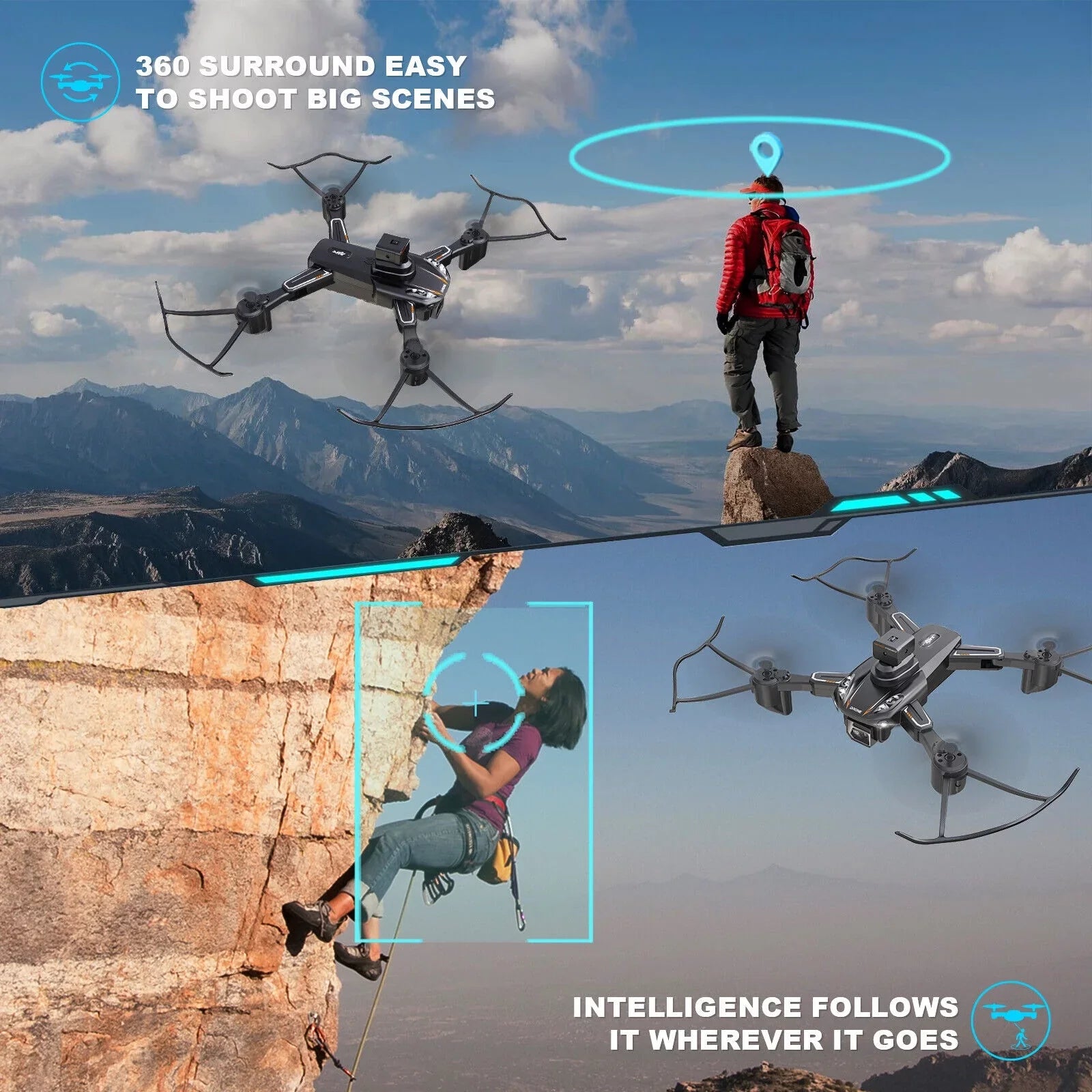 JLLOM Dual Camera Drone - 4K HD Quadcopter with Foldable Design and Obstacle Avoidance Technology