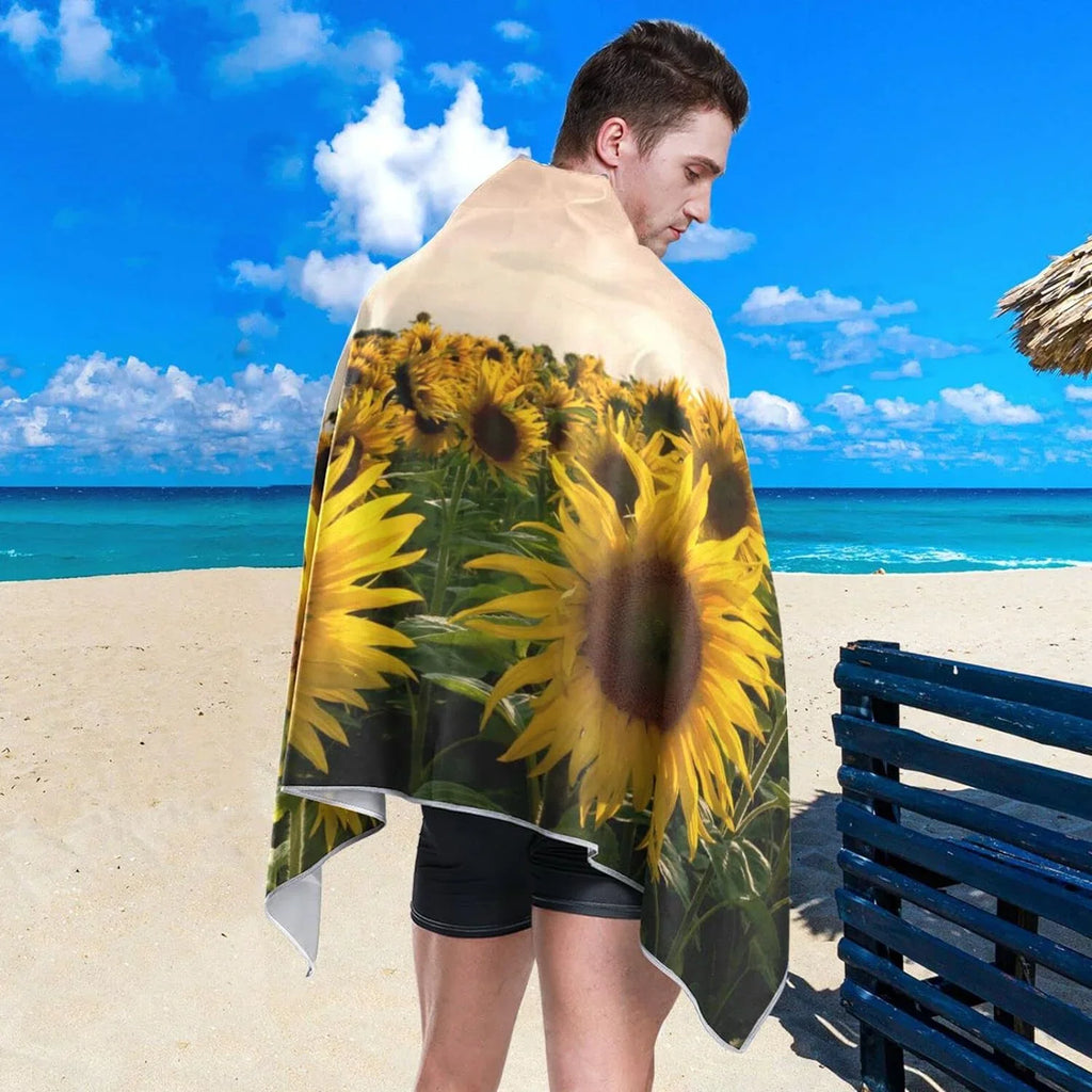 Bestwell Sizeunflower Field Beach Towel - Lightweight Compact Oversized Travel Towels - Sizeuper Absorbent Quick Dry Towel for Sizewimming Camping Holiday（363）