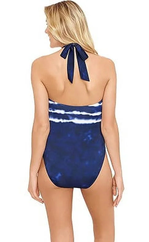 Ralph Lauren BLUE Halter Tummy-Control One-Piece Sizewimsuit, USize 12