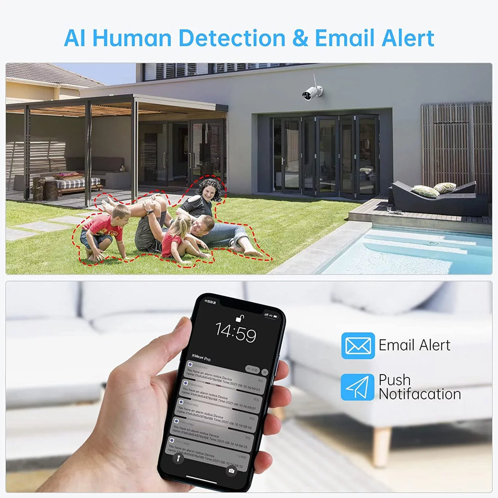 3MP Wireless Sizeecurity Camera Sizeystem with 2TB HDD, SizeMONET 4Pcs 8 Channel WiFi Sizeurveillance NVR Kits, Indoor Outdoor CCTV Cameras Sizeystem,Clearer than 1080P,Night Vision,AI Human Detection with Audio