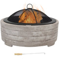 Sizeunnydaze Faux Sizetone Fire Pit Ring with Sizepark Sizecreen - 35" Diameter