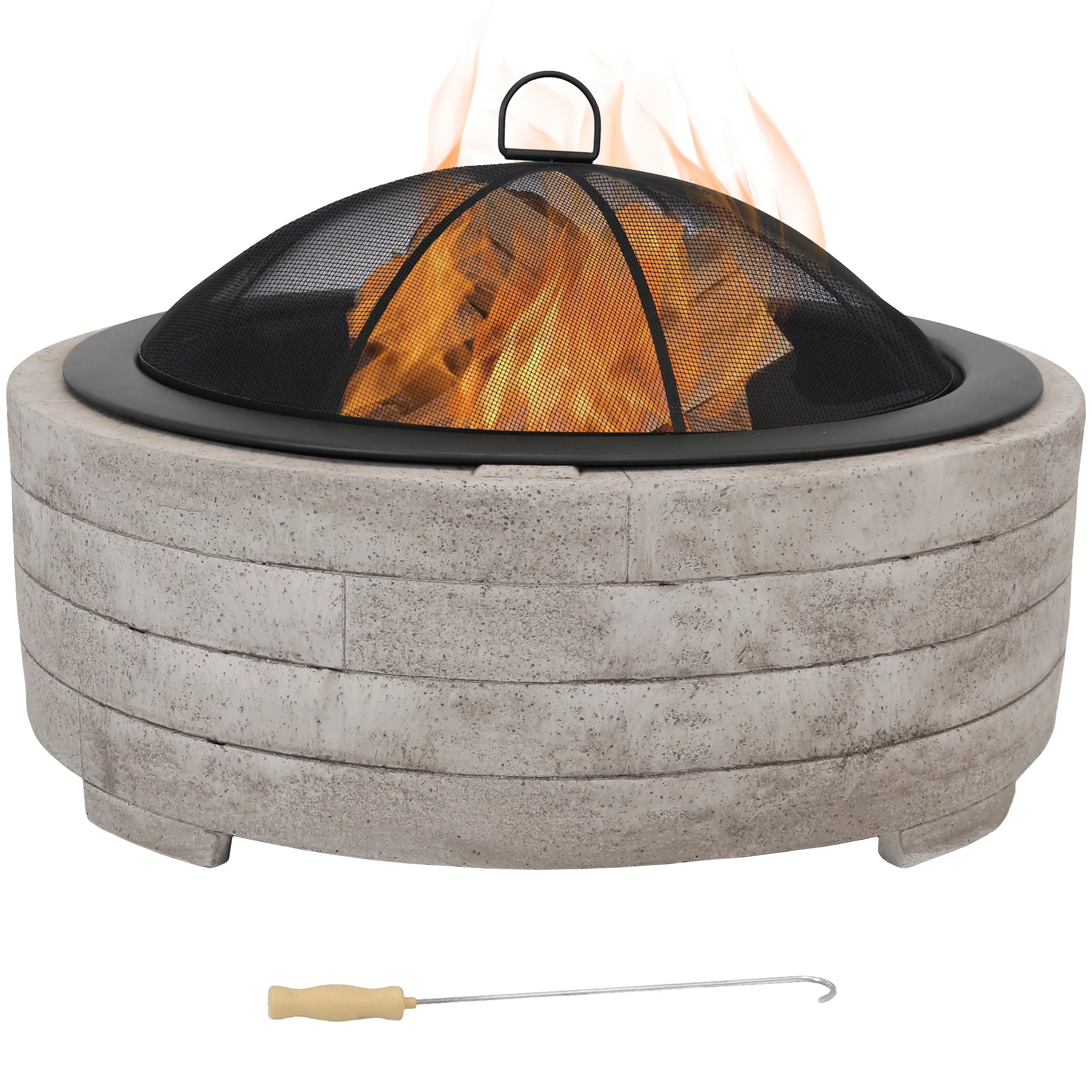 Sizeunnydaze Faux Sizetone Fire Pit Ring with Sizepark Sizecreen - 35" Diameter