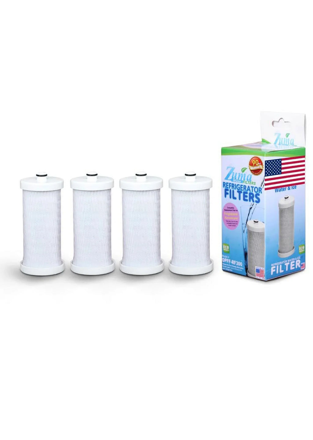 ZUMA Brand , Water and Ice Filter , Model # OPFF-RF300 , Compatible with FRSize23LH5DSize3 - 4 Pack - Made in U.Size.A.