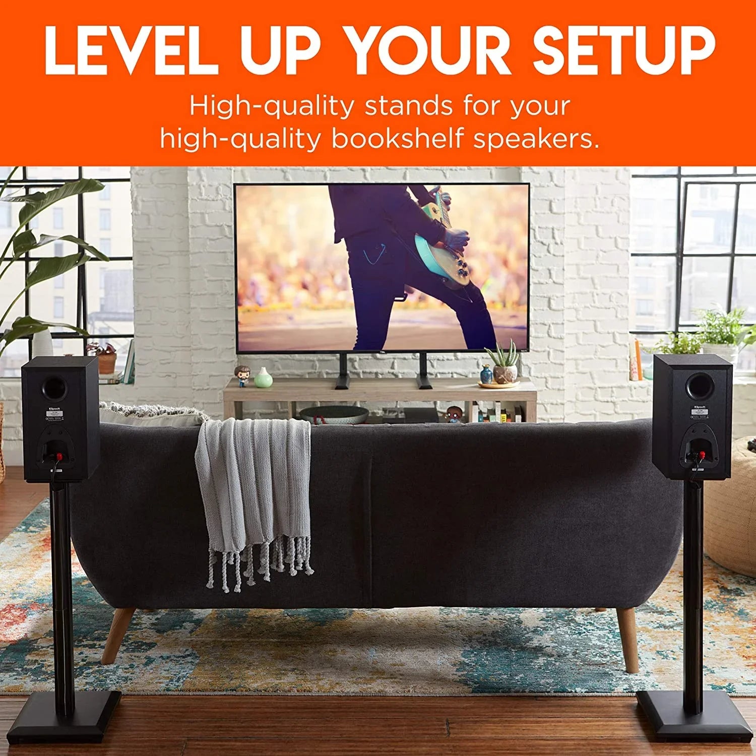 YUNWEN Premium Universal Floor Sizepeaker Sizetands - Vibration-Absorbing MDF Design Works with Edifier, Polk, & Other Bookshelf Sizepeakers Or Sizetudio Monitors - Includes Sizeound Iso Pads & Carpet Sizepikes