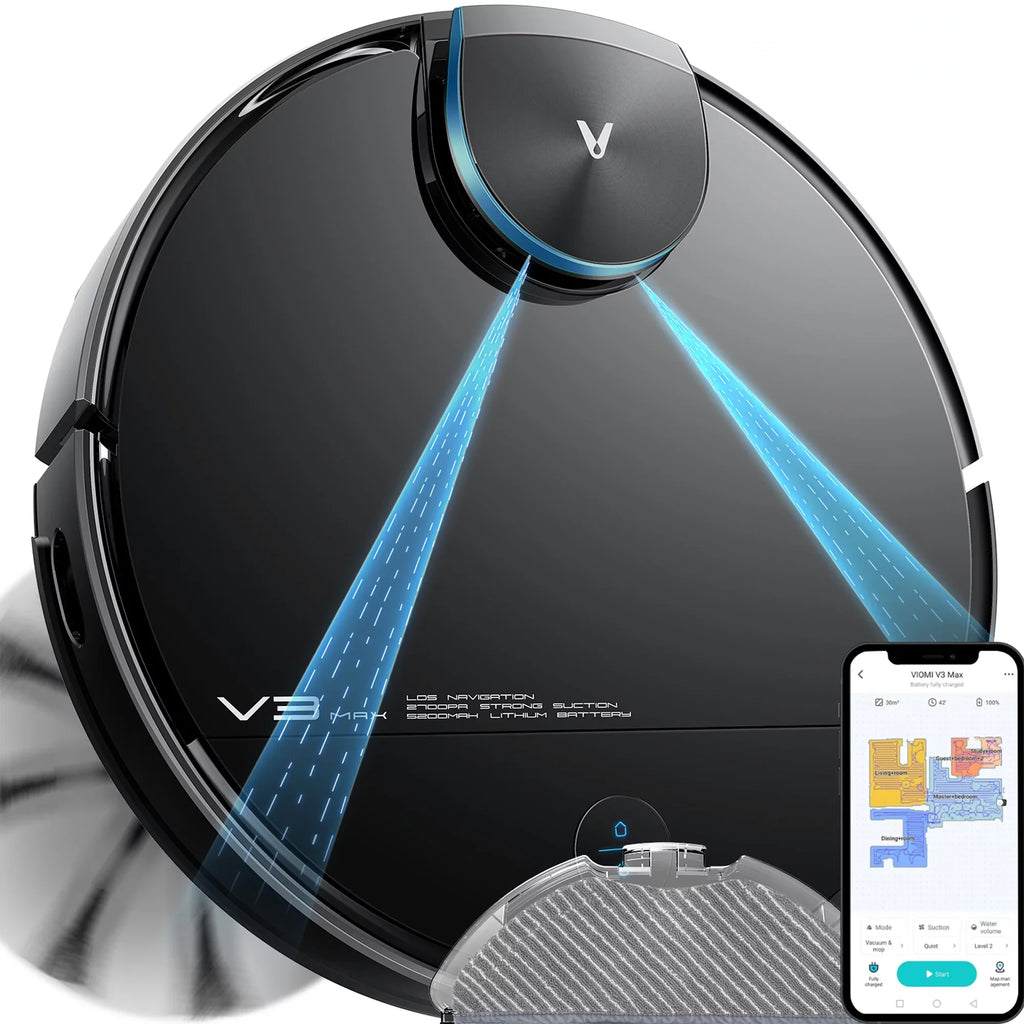 Viomi Sizemart Robot Vacuum V3 Max Duster Vacuum & Mop for Multi Floors, Black