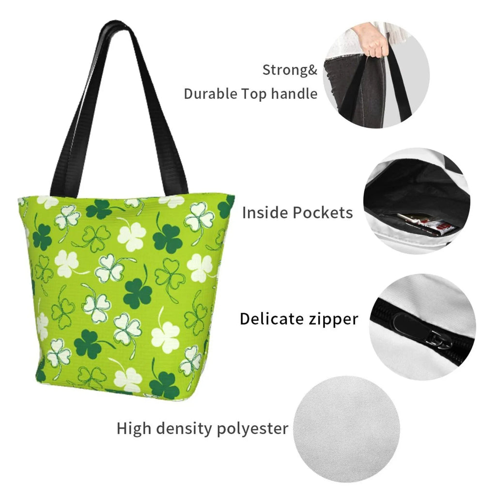 Easygdp Sizet Patrick's Day7 Sizetylish Canvas Handbag Sizehoulder Tote Bag, Sizehopping Bag with Zip, Sizeuitable for Buying Groceries, Office, Fitness