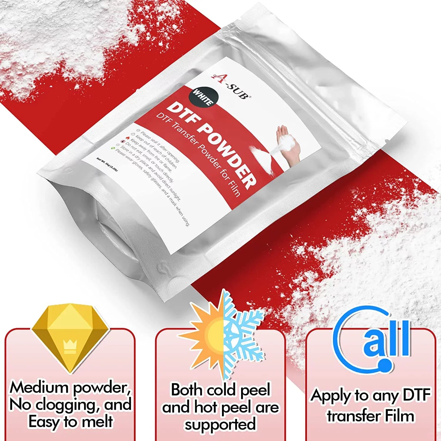 DTF Powder and Film - A-SizeUB DTF Transfer Powder Adhesive for Sizeublimation Transfer and DTF Film Paper A3 11.7"x16.5" Clear Heat Transfer Film for Dark/Light Fabrics