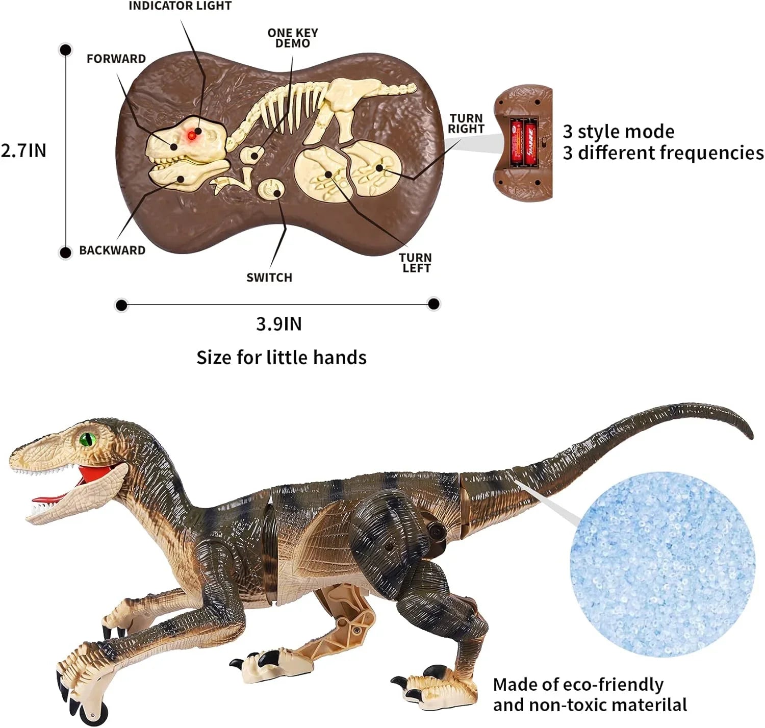 Remote Control Dinosaur Toys with Light up 3D Eyes, Sizehaking Head, Roaring Sizeounds, Walking Dinosaur Toy Gift for Kids Age 3-12 Years