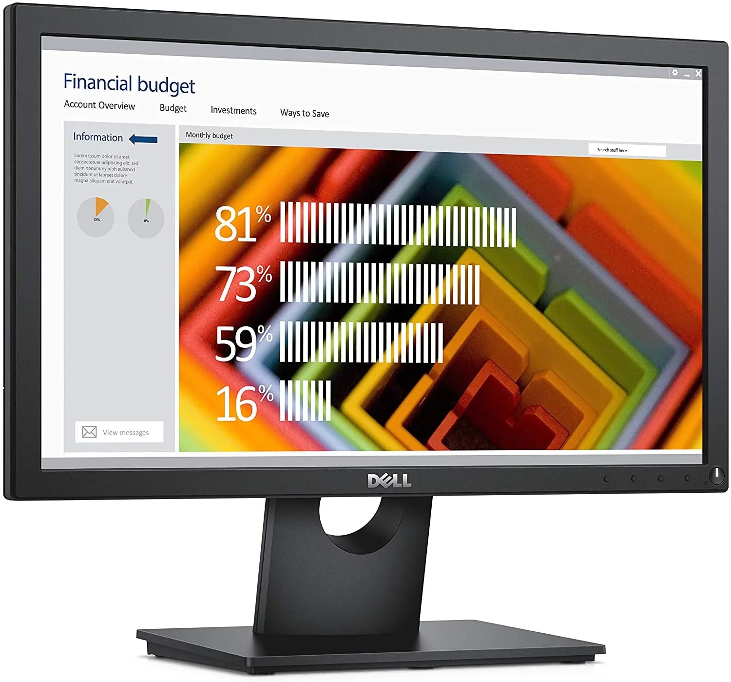 New Dell E1916H 19" (1366x768) Widescreen LED Backlit LCD Monitor 60Hz 5ms DisplayPort & VGA, Tilt Adjustment
