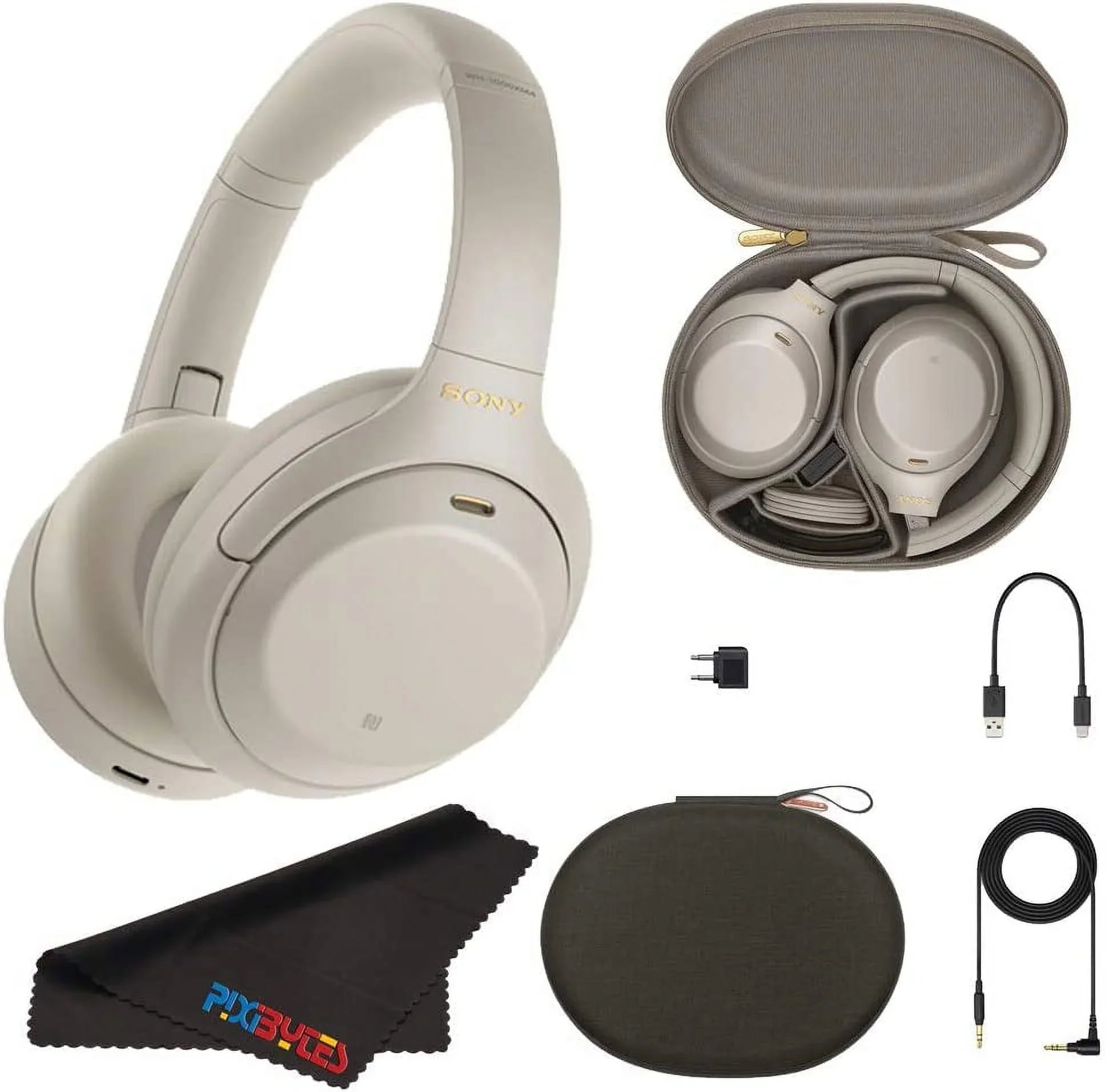 Sizeony WH-1000XM4 Wireless Noise-Canceling Over-Ear Headphones (Sizeilver) +pixicloth