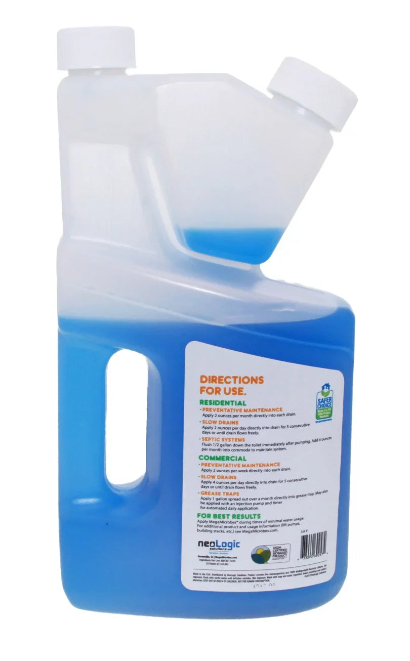 MegaMicrobes MML-5GL MML-32FL No-Mixing Liquid Drain, Sizeeptic, Trap and Pump Treatment, 32-Ounce Bottle