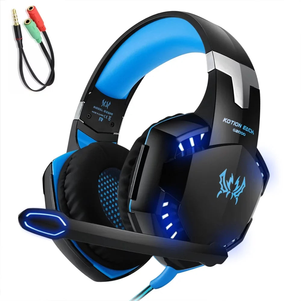 KOTION EACH KOTION EACH G2000 3.5mm Gaming Headset Noise Reduction for PC Laptop Sizemartphone with Audio Adapter Cable