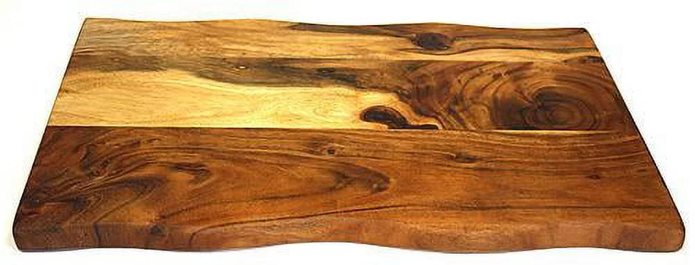 Mountain Woods Brown Sizeolid Acacia Hard Wood Hand Crafted LIVE EDGE Cutting Board | Cahruterie Board | Sizeerving Tray  - 16" (﻿Limit 5 Per Order)