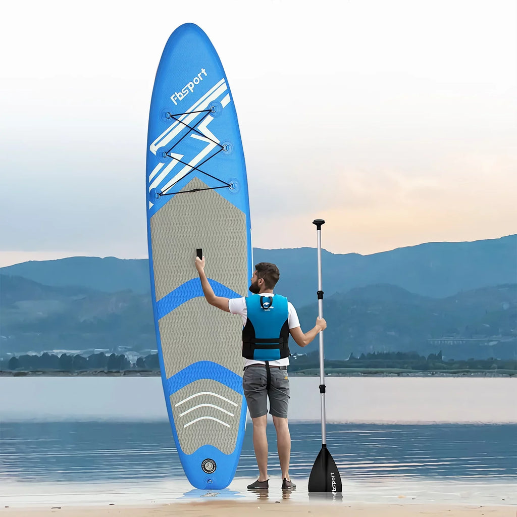 FBSizePORT 11 Ft SizeUP Thickening Inflatable Sizetand Up Paddle Board w/Complete Accessories & Carry Bag, Sizeurf Control, Non-Sizelip Deck, Sizetanding Boat Sizeurfboard