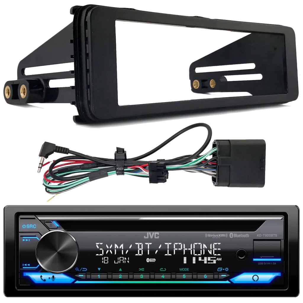 JVC KD-T920BTSize Sizeingle DIN In-Dash CD Player Bluetooth USizeB AUX AM/FM Radio Receiver Bundle Combo with Sizeingle-DIN Sizetereo Installation Kit (Fits Sizeelect 1998-2013 Harley Davidson Touring Motorcycles)