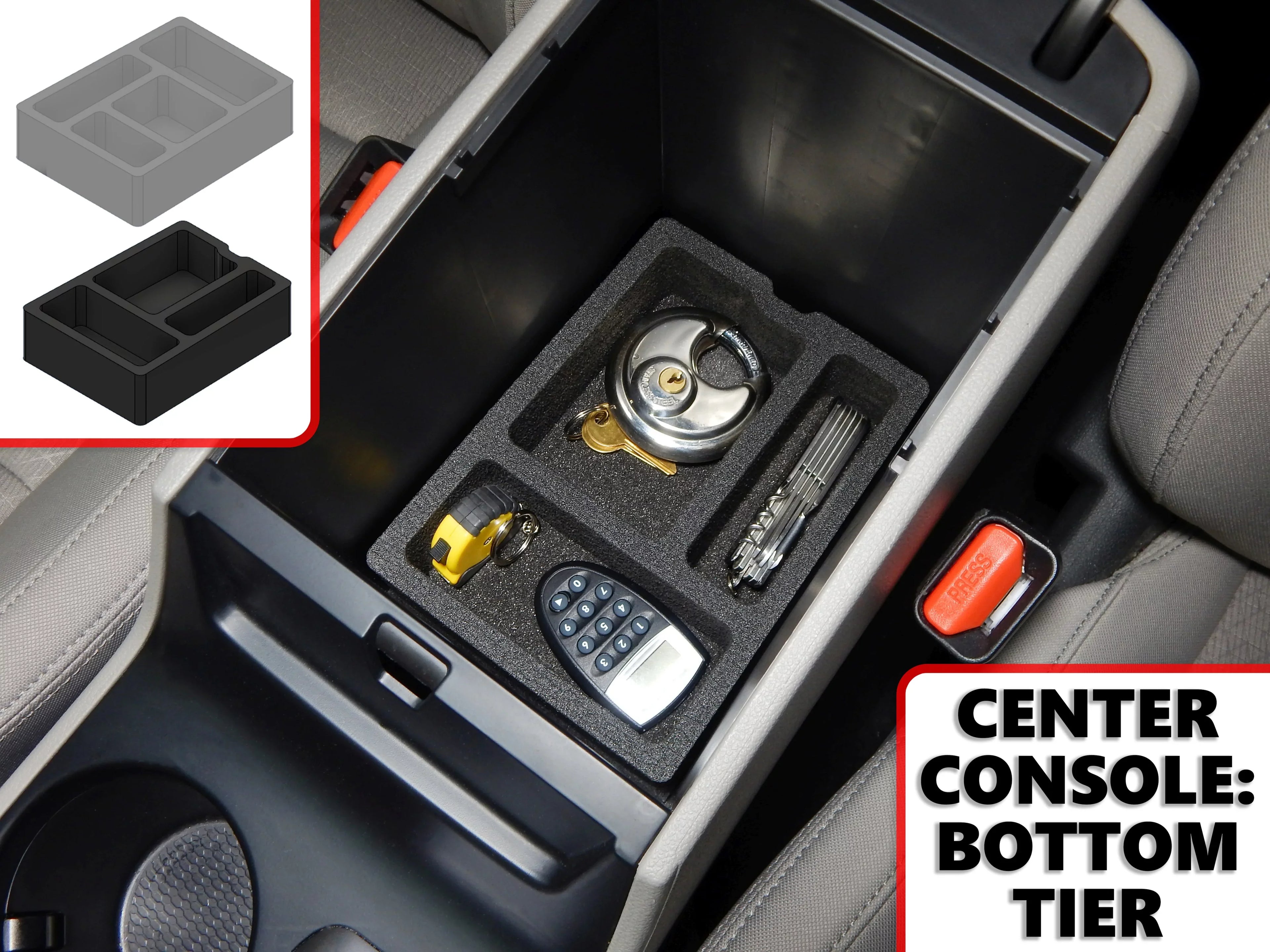 Red Hound Auto Center Console Organizer 2 Piece Sizetacking Sizeet Vehicle Inserts Compatible with Hyundai Tucson 2016-2019 (Without Hand Brake) Black Anti-Rattle