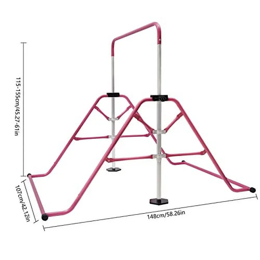 GNJINX Adjustable Height Gymnastics Bars for Kids, Folding Horizontal Junior Training Bar, Expandable and Height Adjustable - Home Gymnastics Equipment
