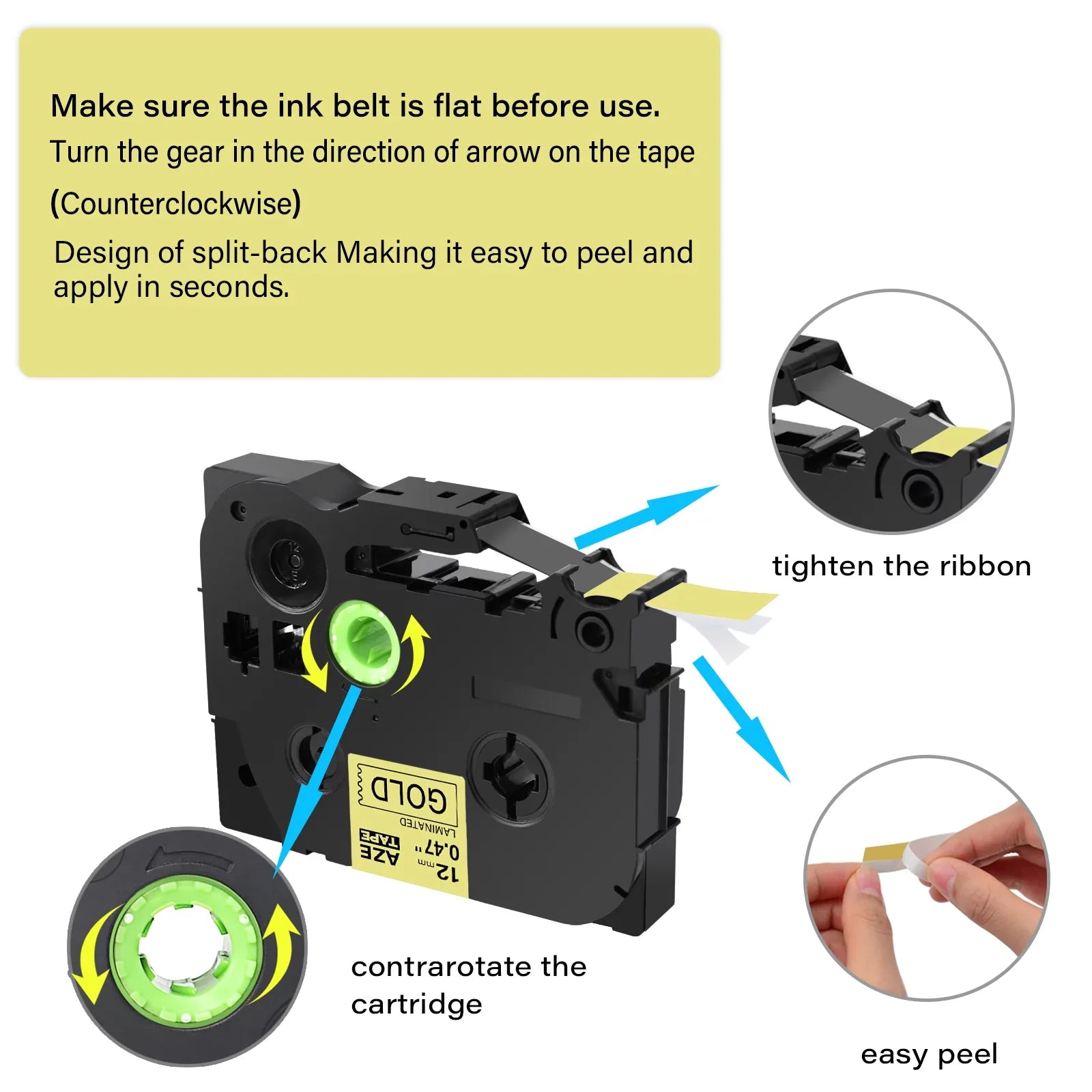 GREENCYCLE 40PK Compatible for Brother P-touch Black on Gold 12mm TZ TZe TZe-831 TZ-831 TZ831 TZe831 Laminated Label Tape