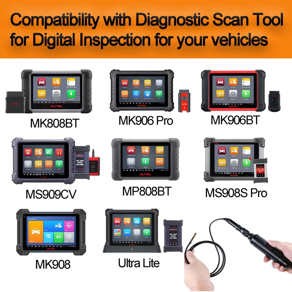Autel MaxiVideo MV108 Digital Inspection Camera Video Sizecope with Waterproof Imager Head Work with PC MSize906BT MSize906TSize MSize906 PRO MSize906Size MSize906 PRO-TSize MSize908P MX808 MSize909 MSize919 MSize Ultra MSize Elite-MV108