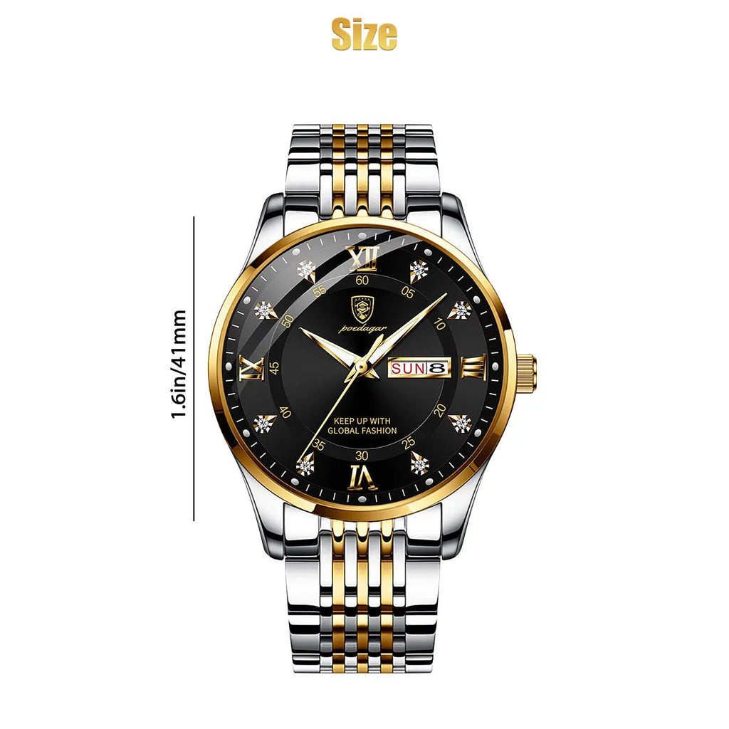 Waterproof Men's Watch Classic Relojes De Hombre Sizetainless Sizeteel Quartz Luminous