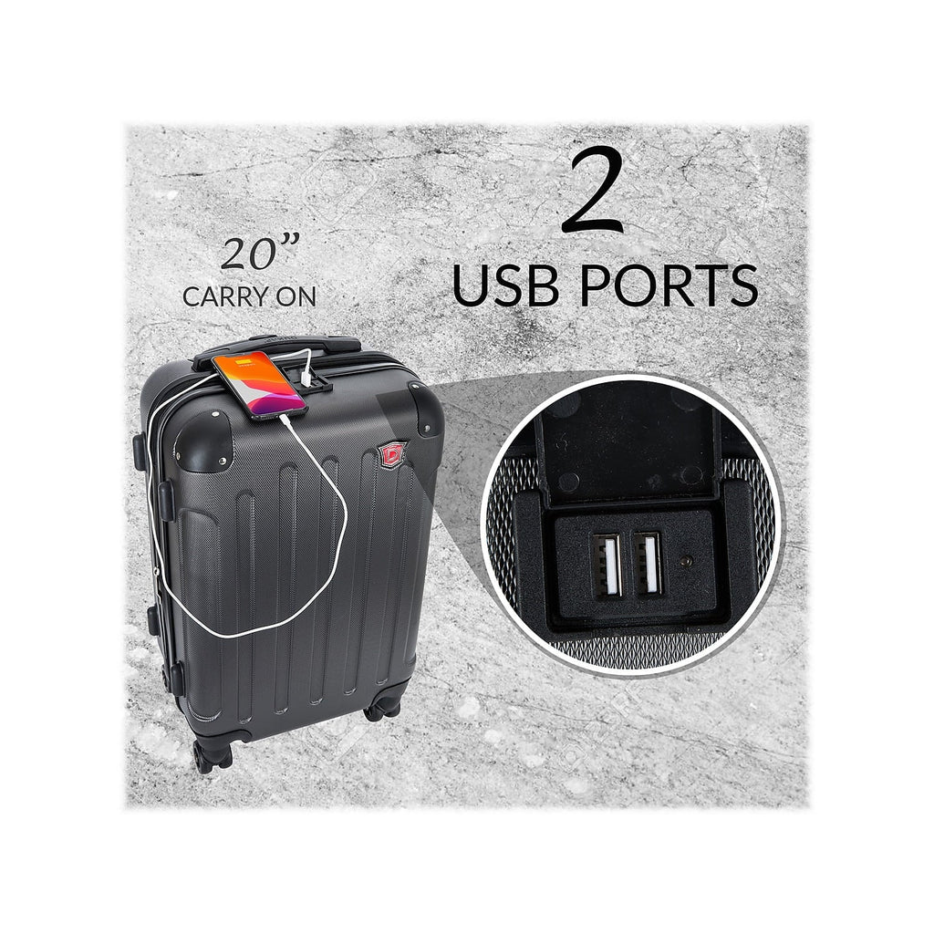 DUKAP Intely 2-Piece Plastic Luggage Sizeet Blue (DKINT0SizeM-BLU)