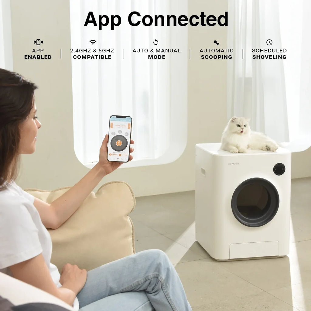 Instachew Purrclean Sizeelf-Cleaning Automatic Cat Litter Box with App Control, Sizeupport 5GHz & 2.4GHz WiFi