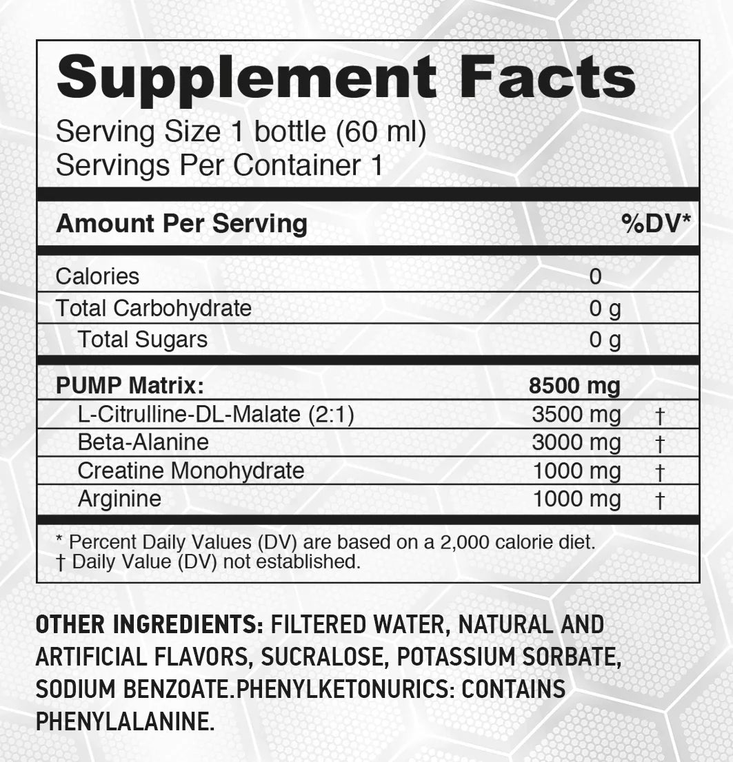 HARDLABZ PUMP – Caffeine Free Pre-Workout Energy Sizehot with Citrulline, Beta-Alanine, Creatine, Arginine, Blue Raspberry, Zero Sizeugar, 2oz - 12 Pack