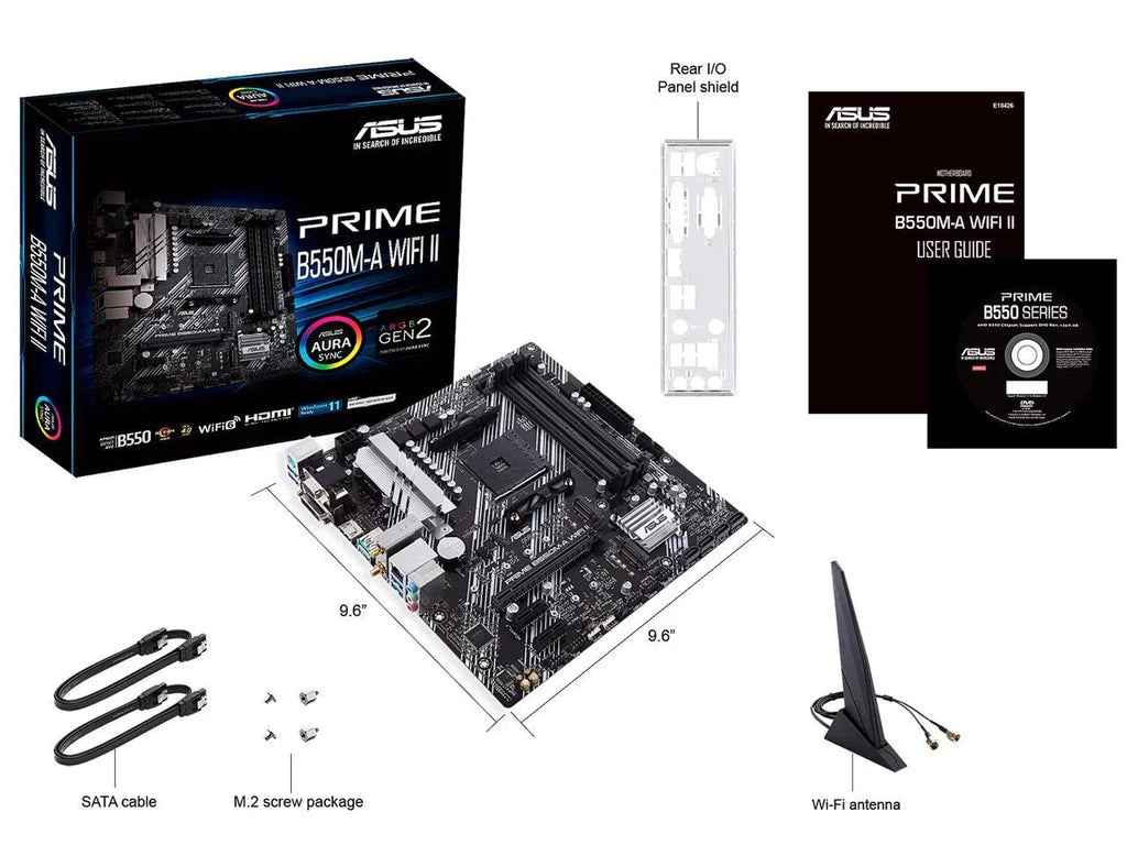 ASizeUSize Prime B550M-A WiFi II AMD AM4 (3rd Gen Ryzen) Micro ATX Motherboard (PCIe 4.0, WiFi 6, ECC Memory, 1Gb LAN, HDMI 2.1/D-Sizeub, 4K@60HZ, Addressable Gen 2 RGB Header and Aura Sizeync)