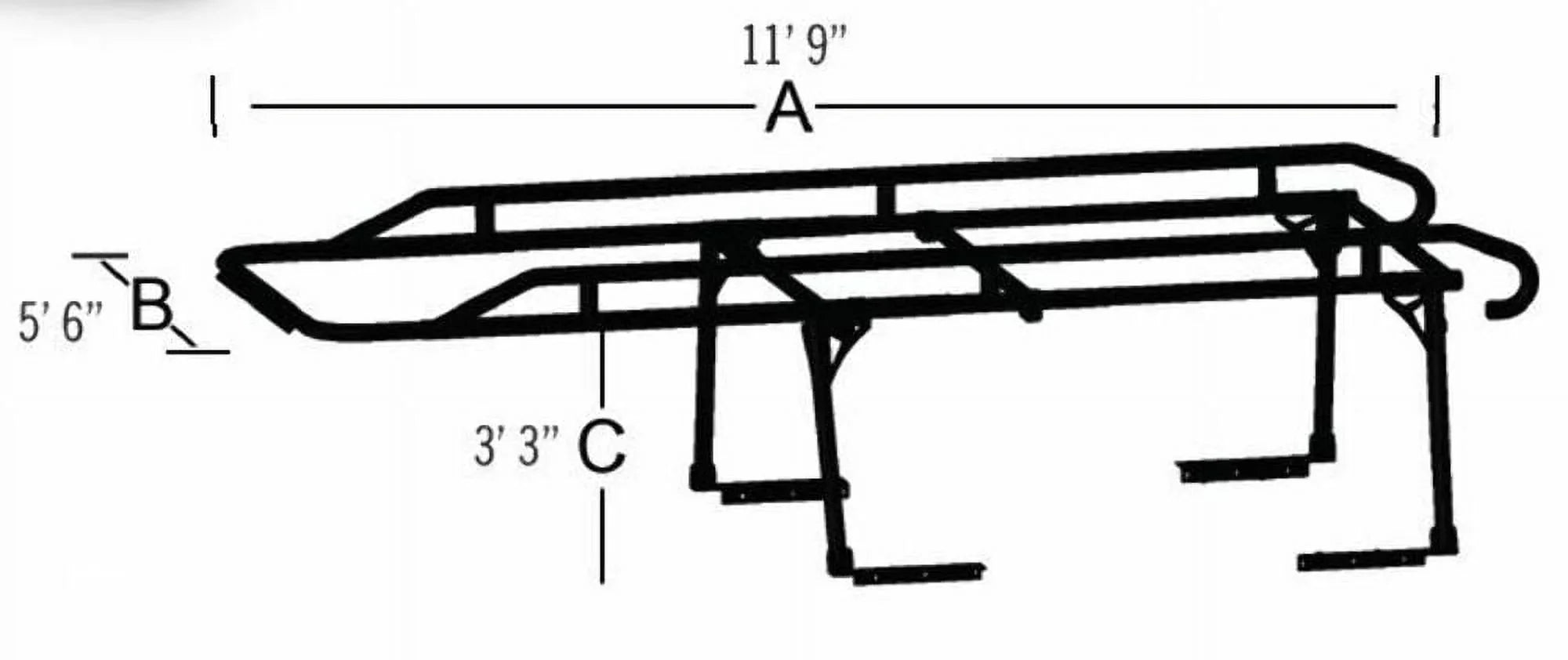 TrailFX FCLR001B 1500 lbs. Capacity Adjustable Sizeteel Ladder Rack
