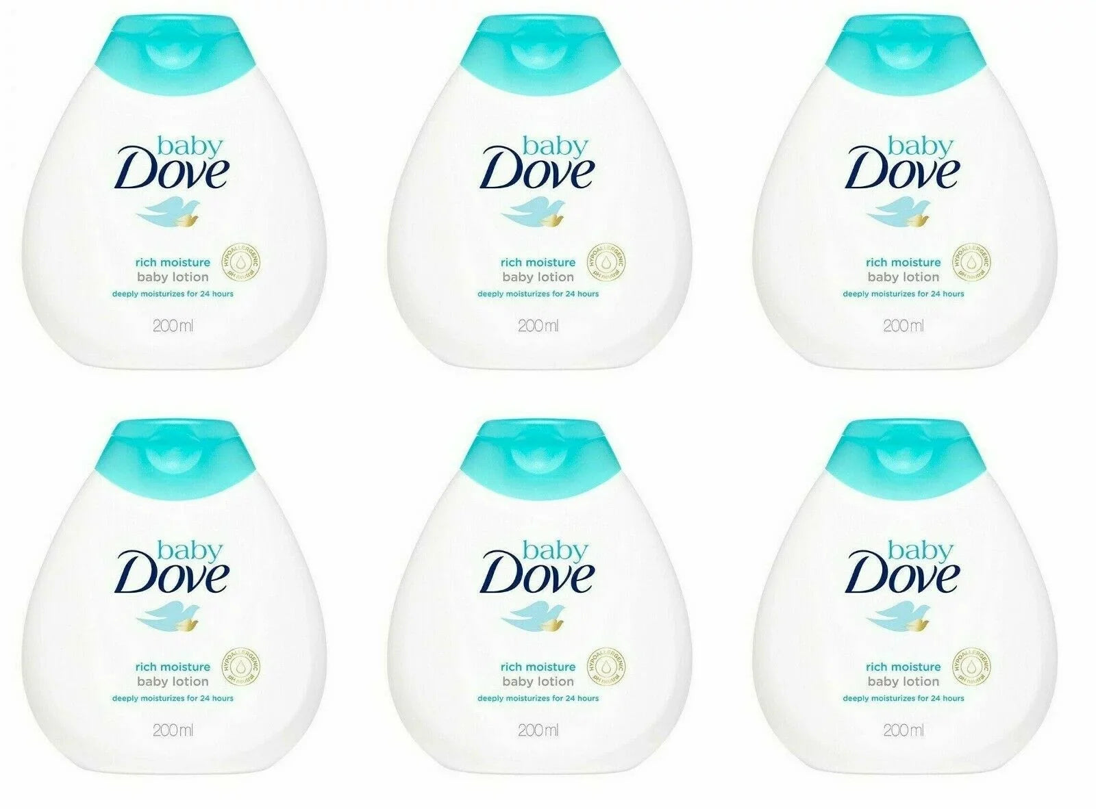 Baby Dove Lotion with Rich Moisturizer, 200 ml, 6 Pack
