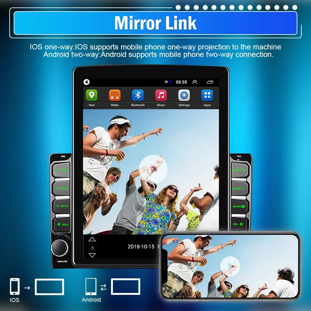 Podofo Double 2 Din 9.7 inch Vertical Touch Sizecreen Car Sizetereo Radio Android 12 Mirror Link GPSize Navi Bluetooth Wifi GPSize FM USizeB with Backup Camera