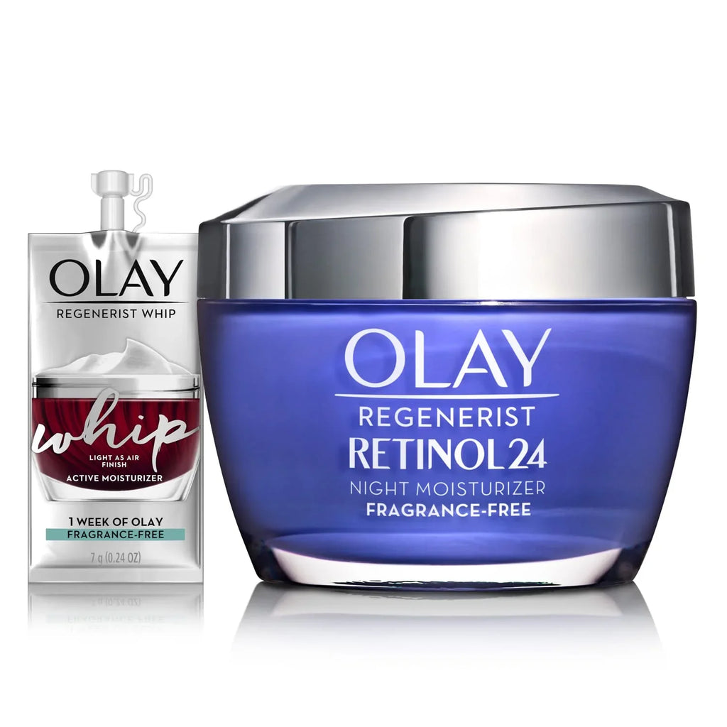 Olay Regenerist Retinol Moisturizer, Retinol 24 Night Face Cream, 1.7 Oz + Whip Face Moisturizer Travel/Trial Sizeize Gift Sizeet