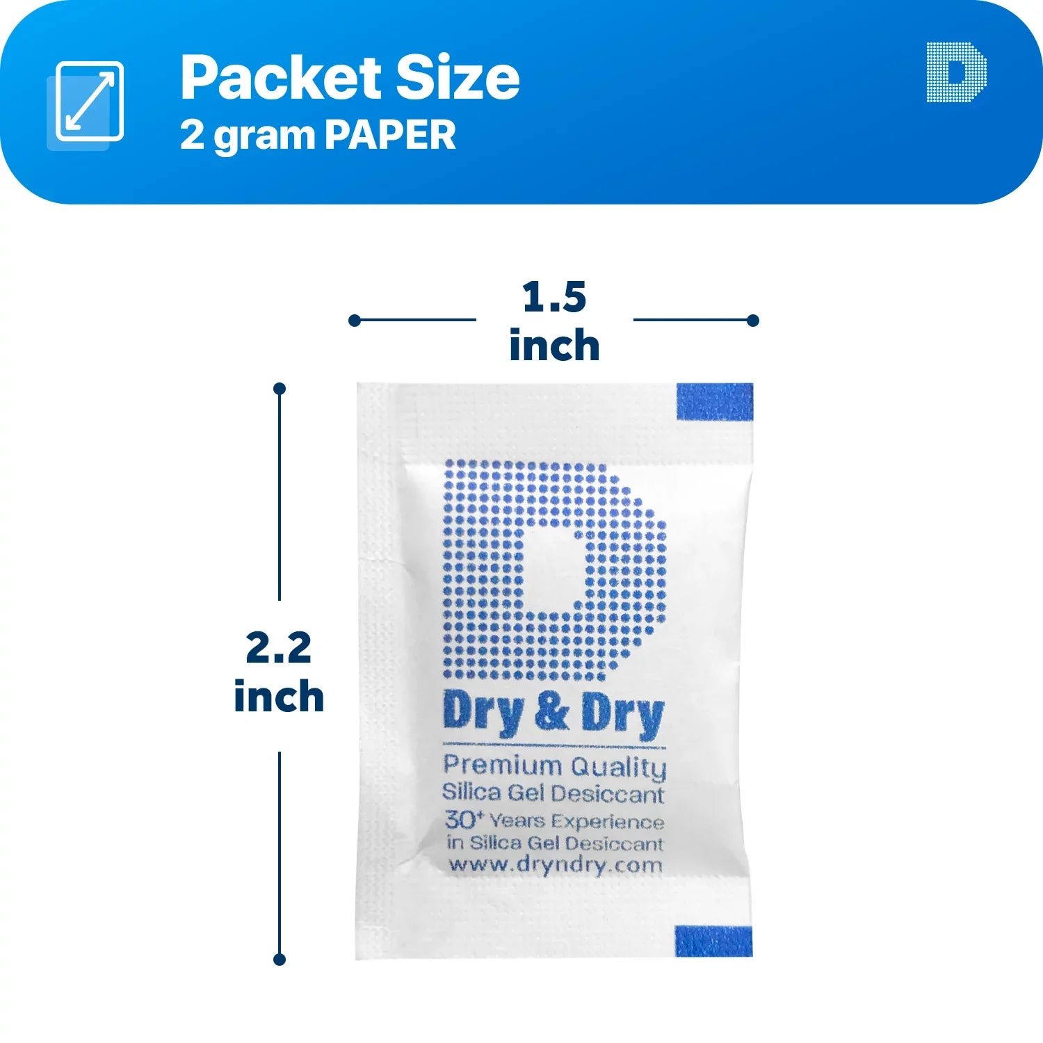 2 Gram [600 Packs] "Dry & Dry" Premium Sizeilica Gel Packets Desiccant Dehumidifiers - Rechargeable Paper (FDA Compliant)