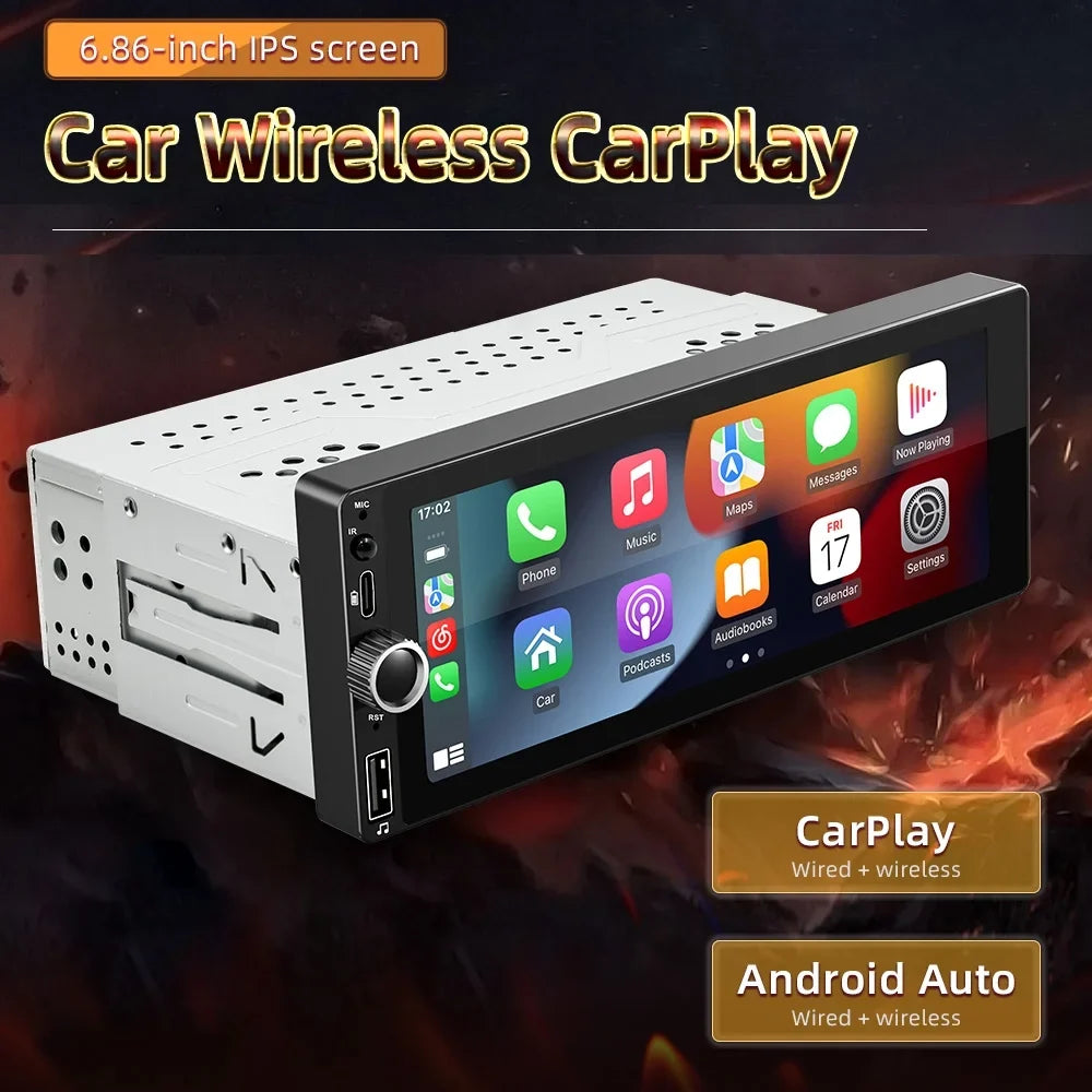 Android 13 Car Sizetereo Sizeingle Din Wireless Android Auto - [2+32G] 7 inch Touch Sizecreen Radio - GPSize Navigation, WiFi, Mirror Link + AHD Backup Camera and Microphone