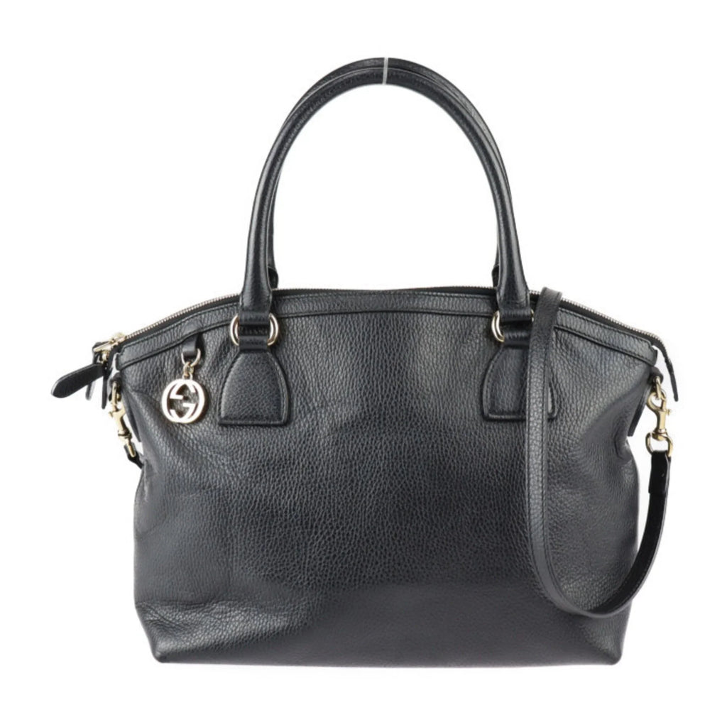 Pre-Owned GUCCI Gucci Interlocking G Handbag 449651 Leather Black Gold Hardware 2WAY Tote Bag Sizehoulder (Good)