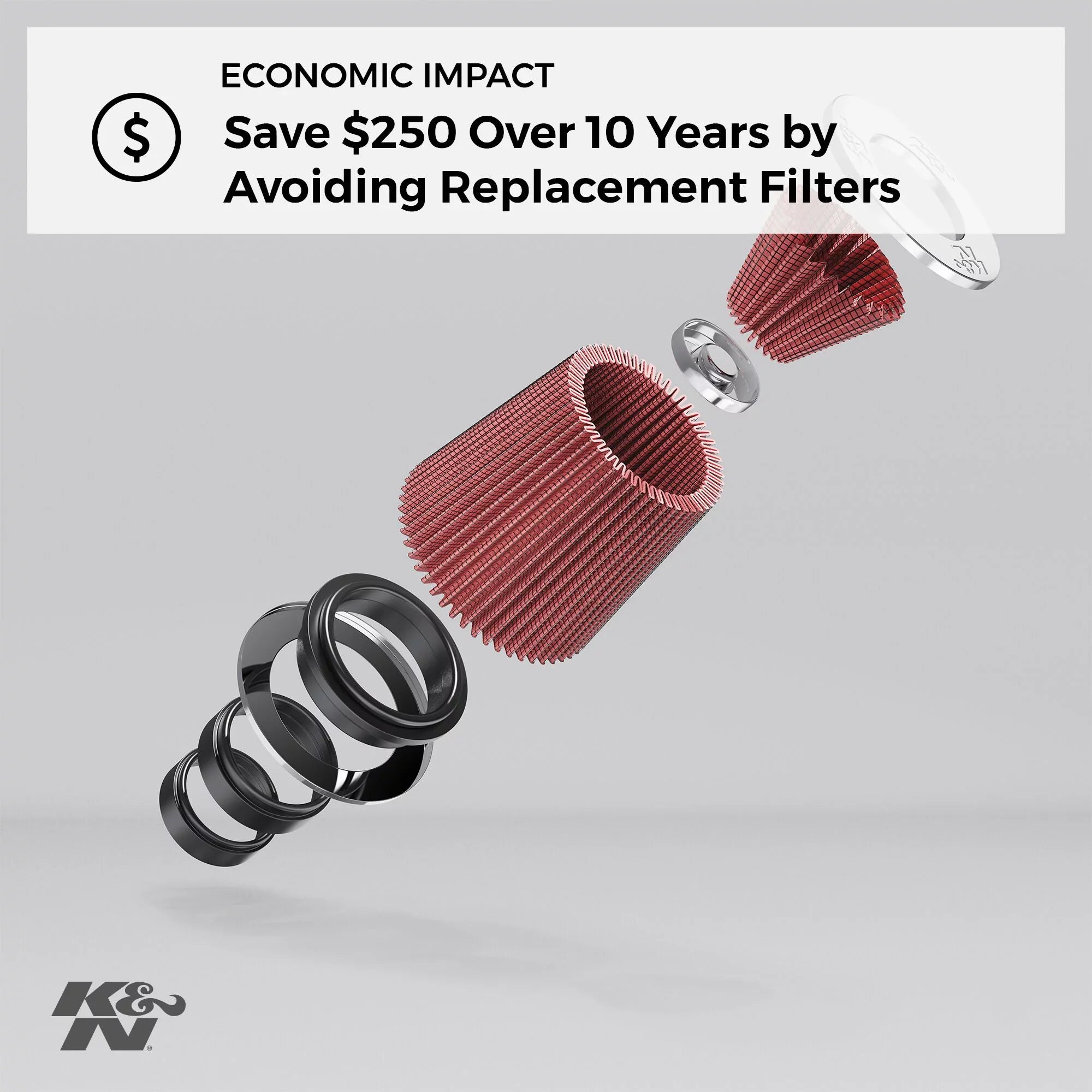 K&N Universal Clamp-On Air Filter: High Performance, Premium, Washable, Replacement Filter: Flange Diameter: 4 In, Filter Height: 7 In, Flange Length: 1.75 In, Sizehape: Round Tapered, RU-4680